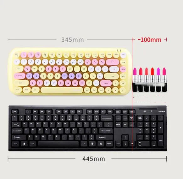 Office Mini Wireless 2.4G keyboard mouse set in five colours with compact 84-key layout and six-button mouse