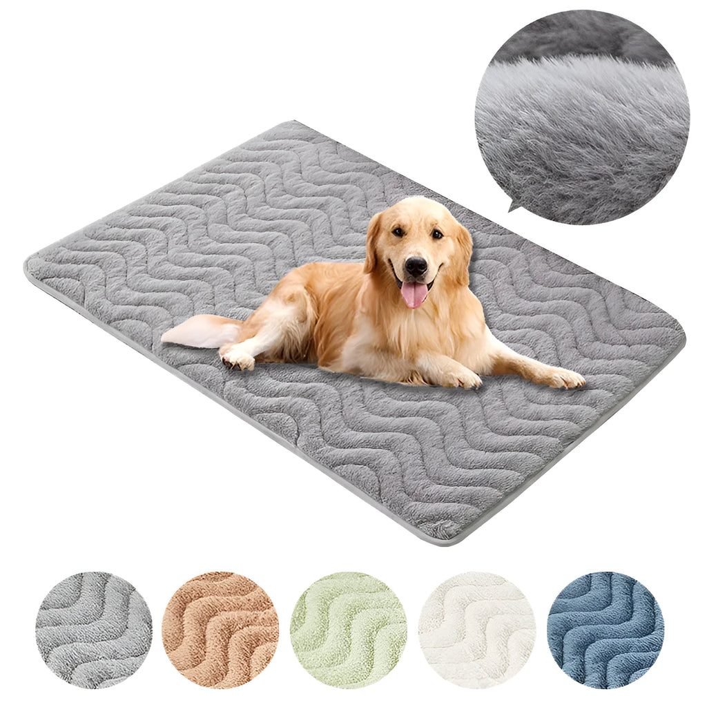 Thick plush rectangular pet mat for dogs and cats in blue coffee grey green or white