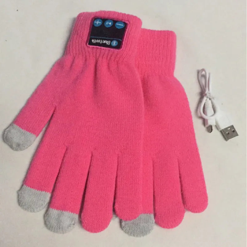 Bluetooth gloves touch screen free size winter cycling gloves yellow windproof non-slip cotton blend embroidery