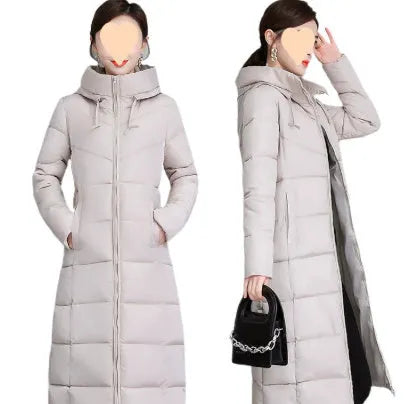 Western style plus size mid-length cotton-padded winter coat with flying sleeves and zipper in black, Chinese red, khaki