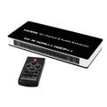 Black 4-port HDMI audio video switch with remote control and 10-metre HDMI cable