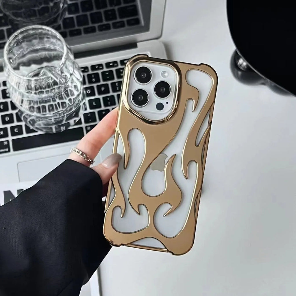 Electroplated hollow heat dissipation TPU phone case for iPhone 17 series with flame design