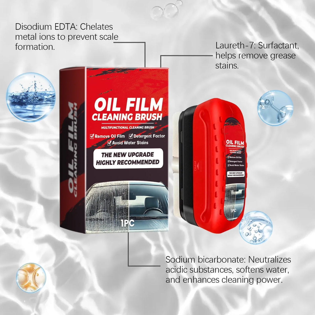 Red oil film brush gift box car windshield cleaner kit with cleaning suit, 7.2 x 10.5cm