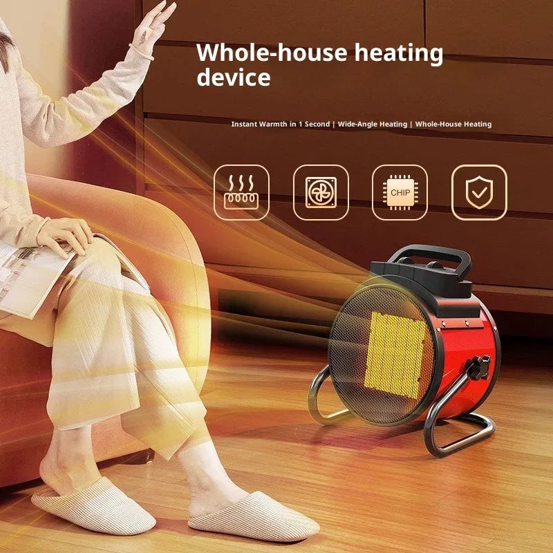 High power mini heater with button controls and EU plug, 3000W fast heating, quiet operation for home office
