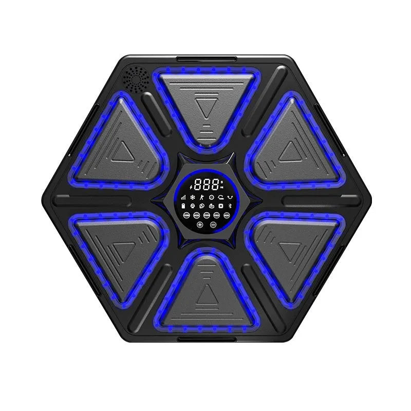Electronic boxing wall target with LED display and musical feedback system for home training