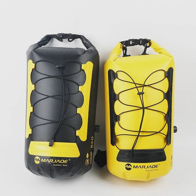 Yellow and black 20L waterproof backpack with dry wet separation for outdoor activities