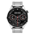 Smartwatch with round colour screen showing access control interface, on a black silicone strap.