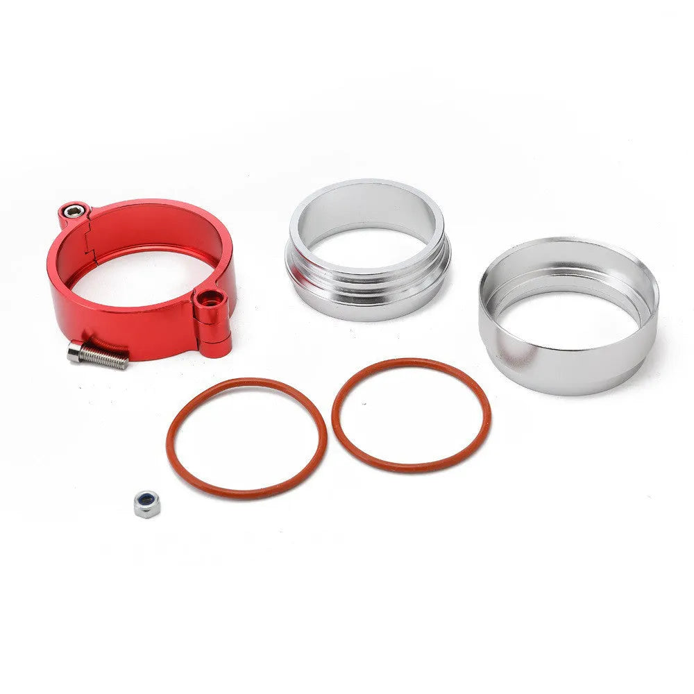 Aluminium fixed movement exhaust clamp in black, for 2.5 inch turbo downspout