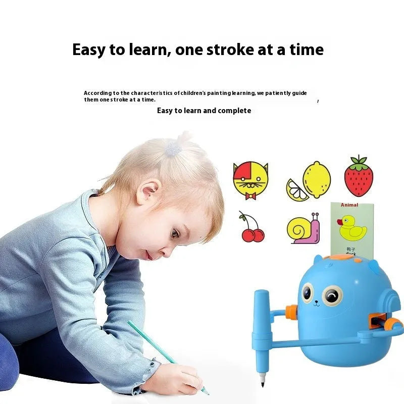 Lake Blue plastic automatic painting robot with robotic arm and drawing cards