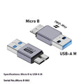 USB Micro B adapter converter showing Type-C and USB to Micro B connection options