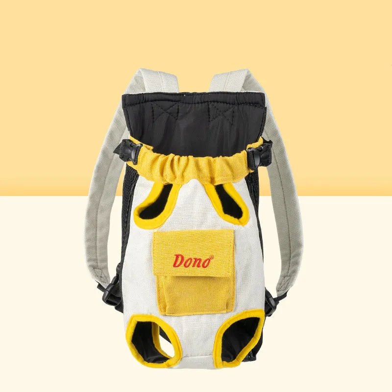 Front-facing pet carrier sling bag with breathable mesh and adjustable shoulder strap.