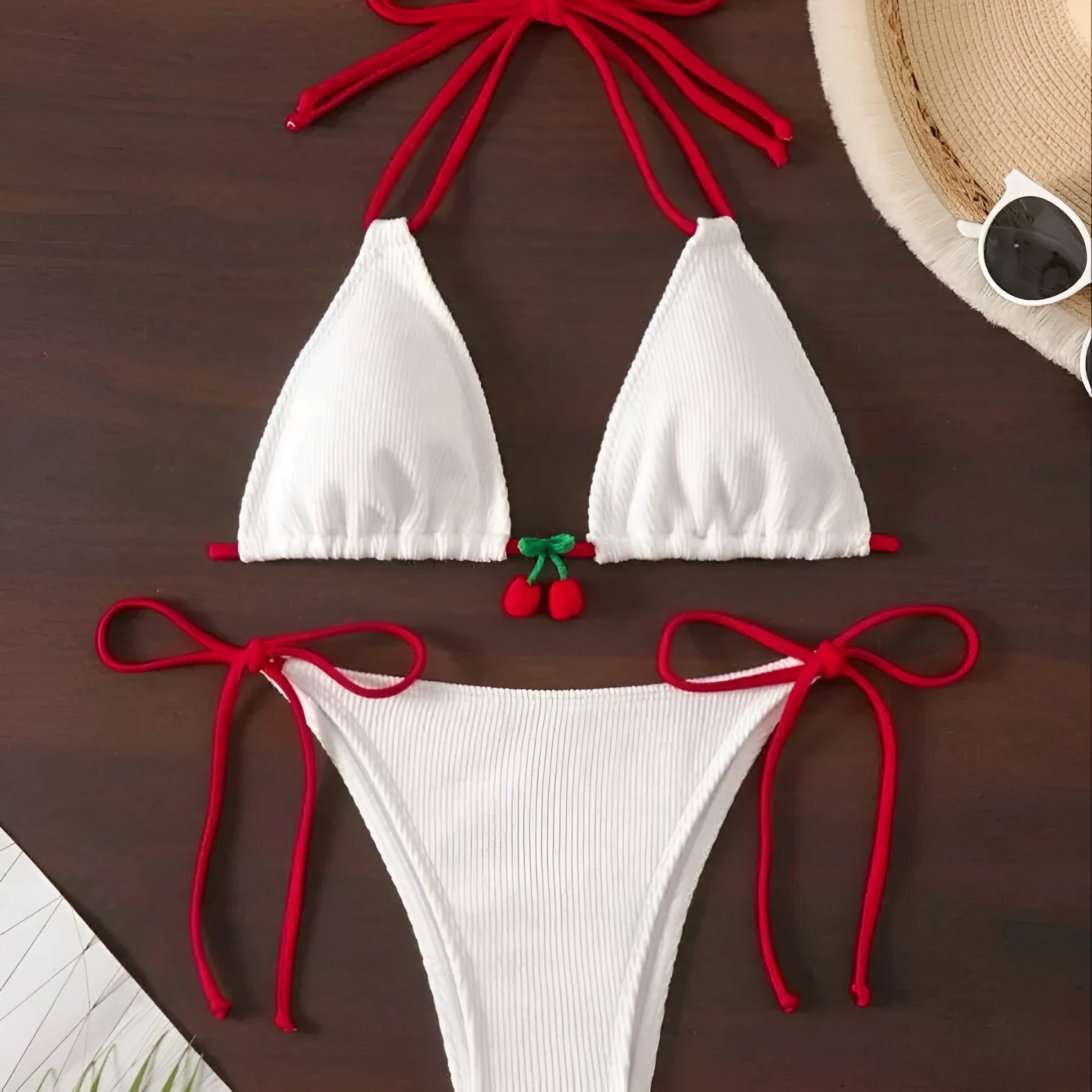Sexy backless bikini swimsuit in solid colours with quick-drying fabric for beach holidays