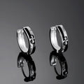 Black hip hop knight ear clip earrings for men, copper geometric ellipse pair in X189-A