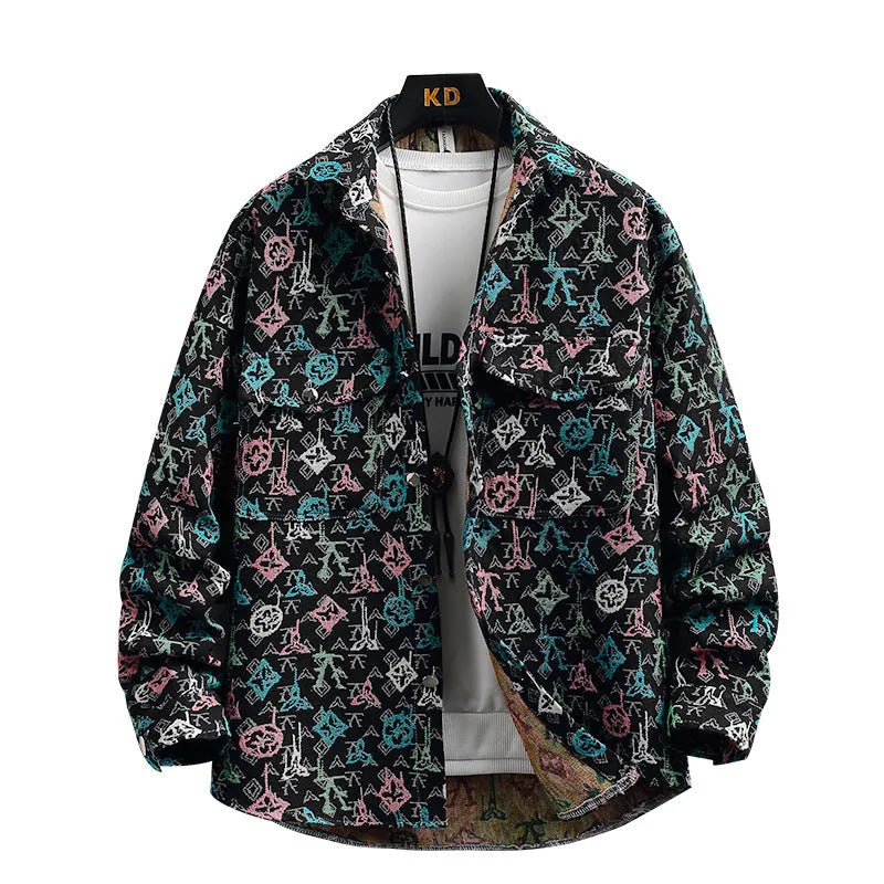 Casual long-sleeve lapel shirt coat in a blue colour with a straight hem.