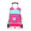 Red detachable trolley backpack for elementary school students with wheels and Oxford cloth construction