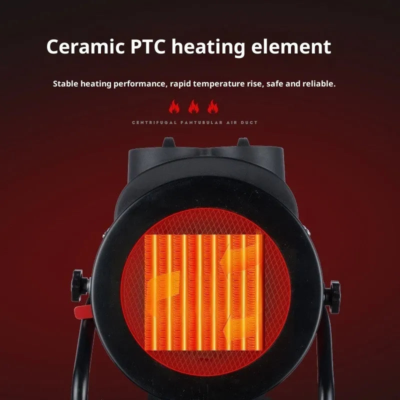 High power mini heater with button controls and EU plug, 3000W fast heating, quiet operation for home office