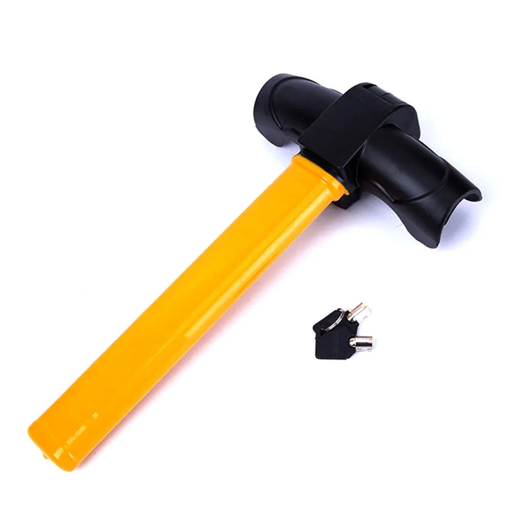 Yellow alloy steering wheel T lock anti-theft device for cars, 38x19x6.5cm general fit