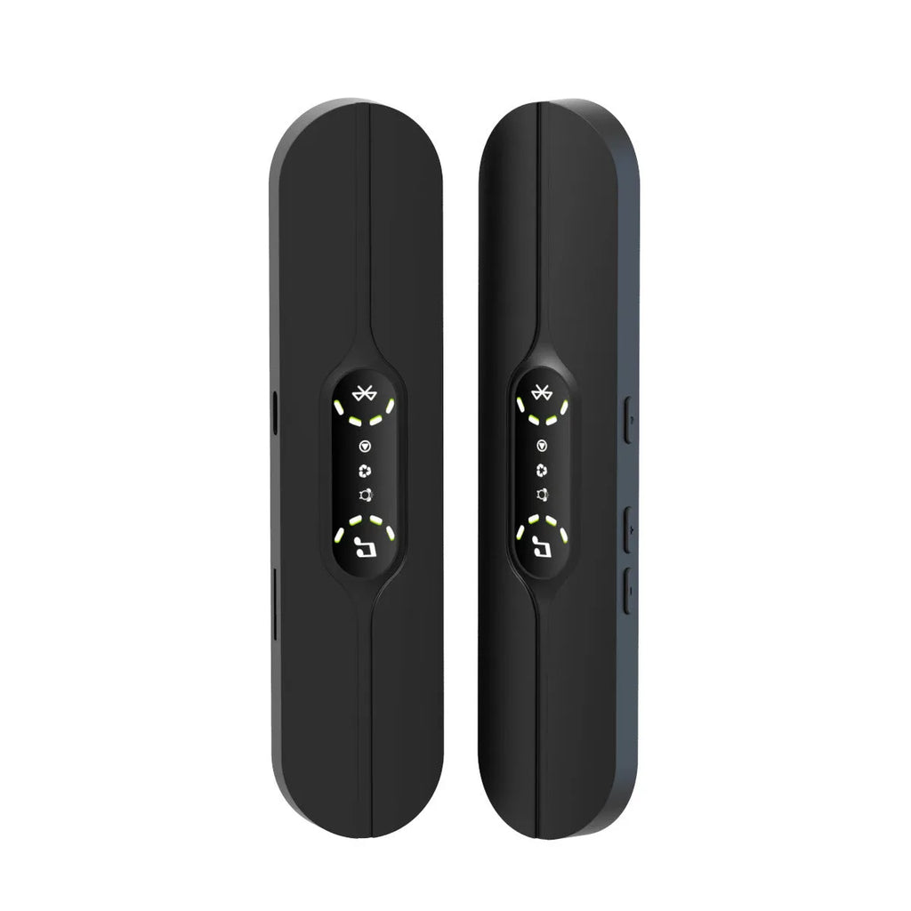 Bone conduction Bluetooth music box with USB power, timing function, and multiple colour options including black, white, black and gray, and blue and white