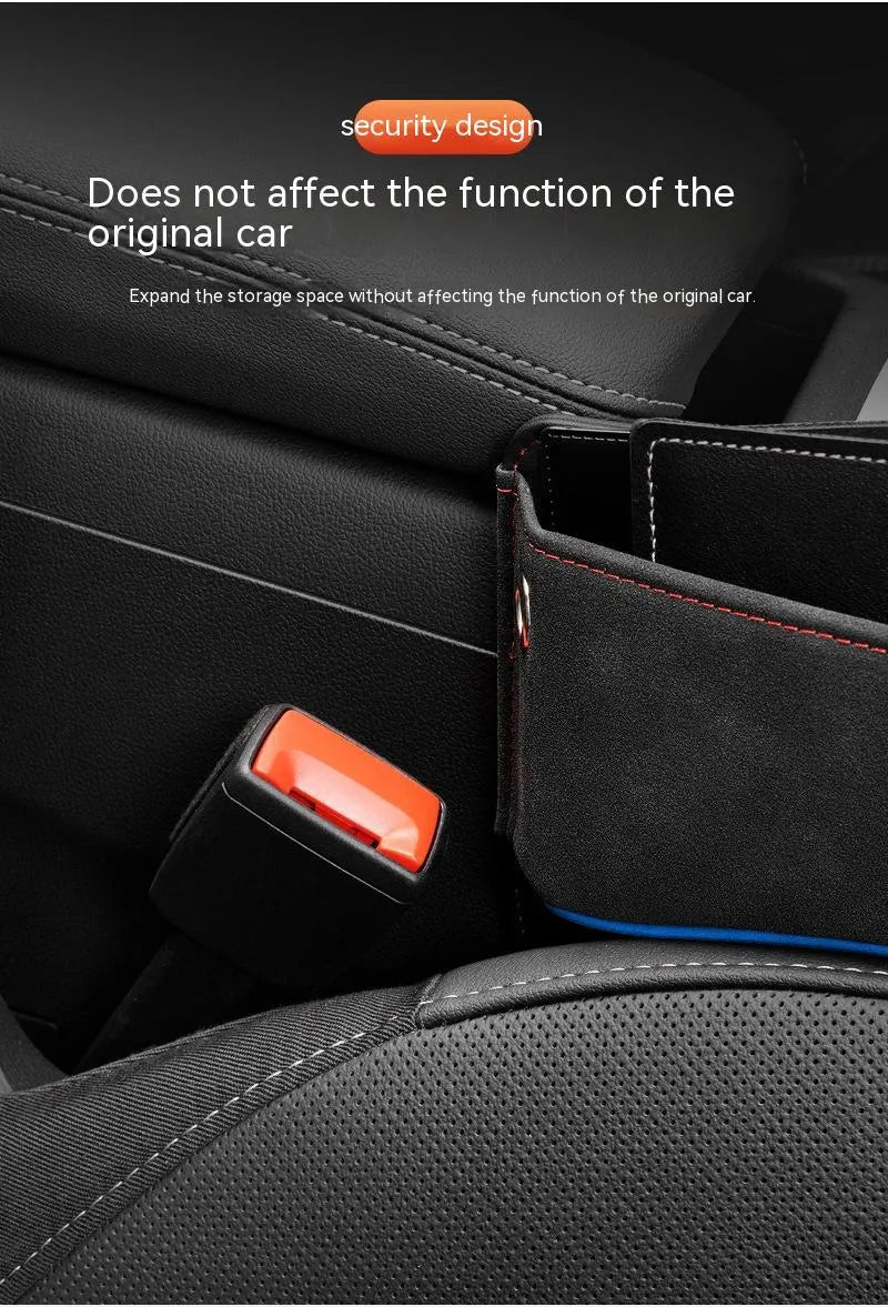 Genuine leather car seat storage box in black, brown, beige, green, or red with waterproof properties