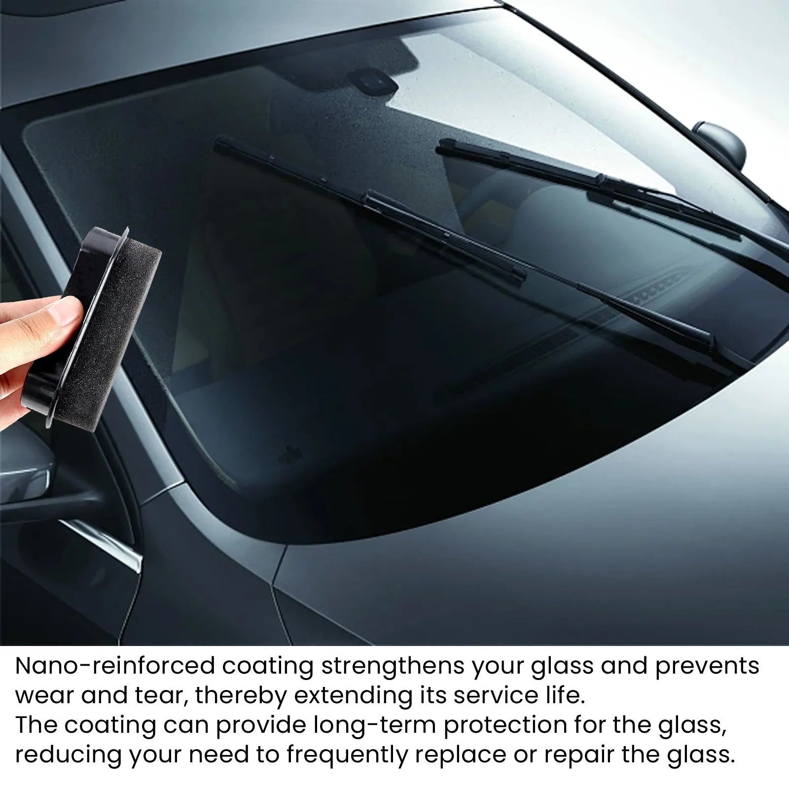 Hydrophobic car cleaning sponge for windscreen and window brightening with reinforced portable design