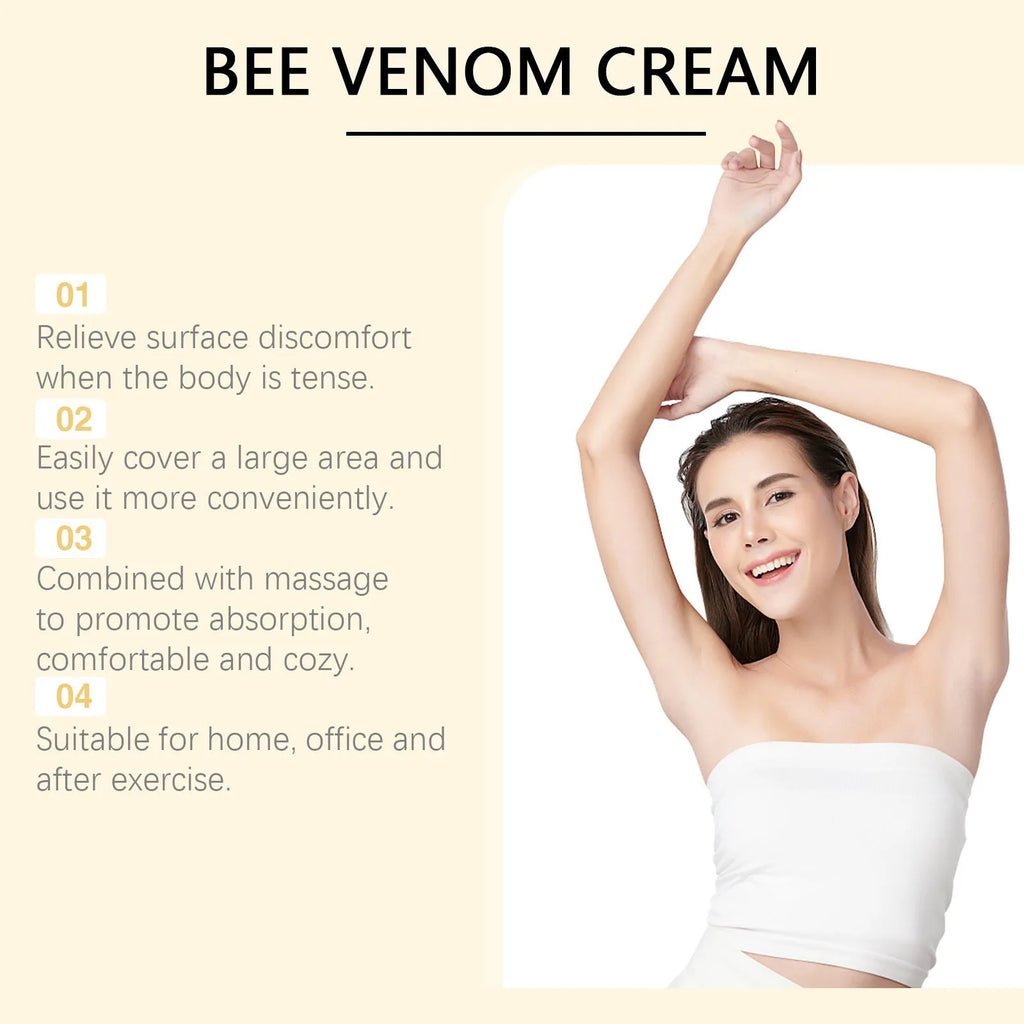 60 g jar of moisturising skincare cream with mint leaf, bee venom and tea tree oil.