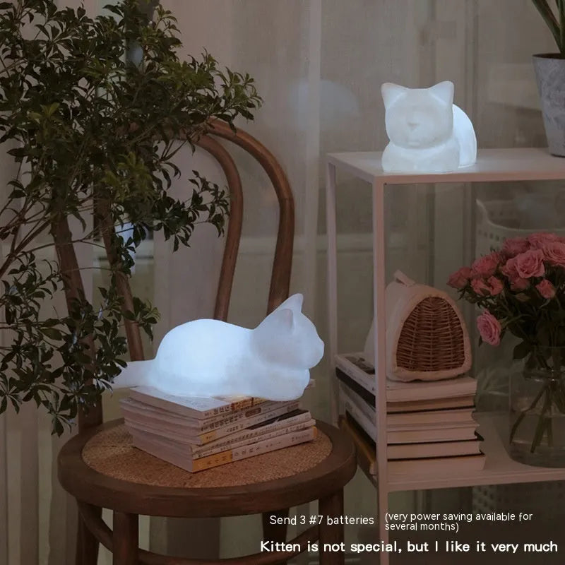 Battery-operated vinyl cat night lamp, 13cm wide and 34cm tall, cat mould, Christmas gift