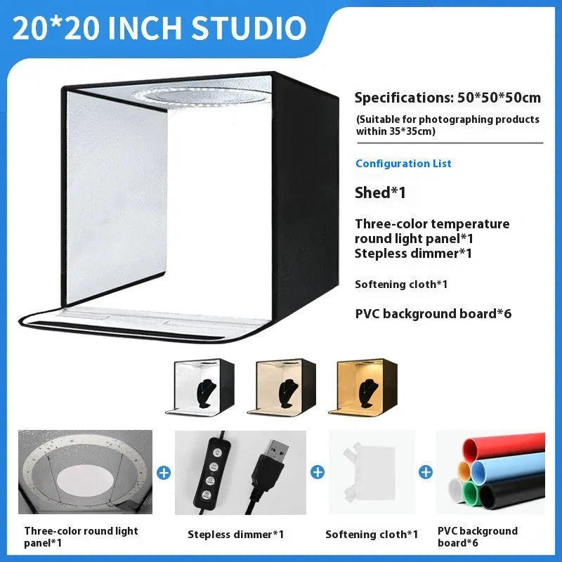 50cm studio light box with metal frame and reflective cloth interior