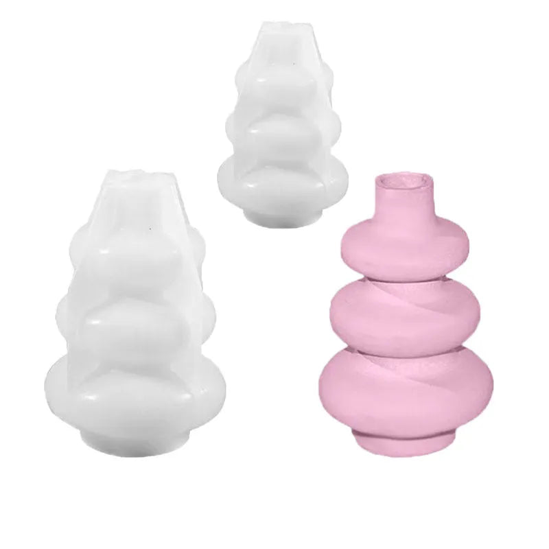 Three layer circle vase ornament silicone mould for baking and resin crafts