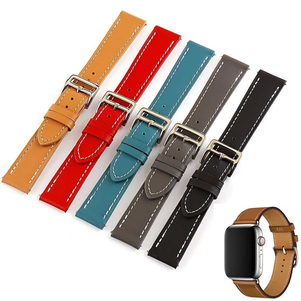 Genuine leather watch strap single ring first layer cowhide 22mm width black colour