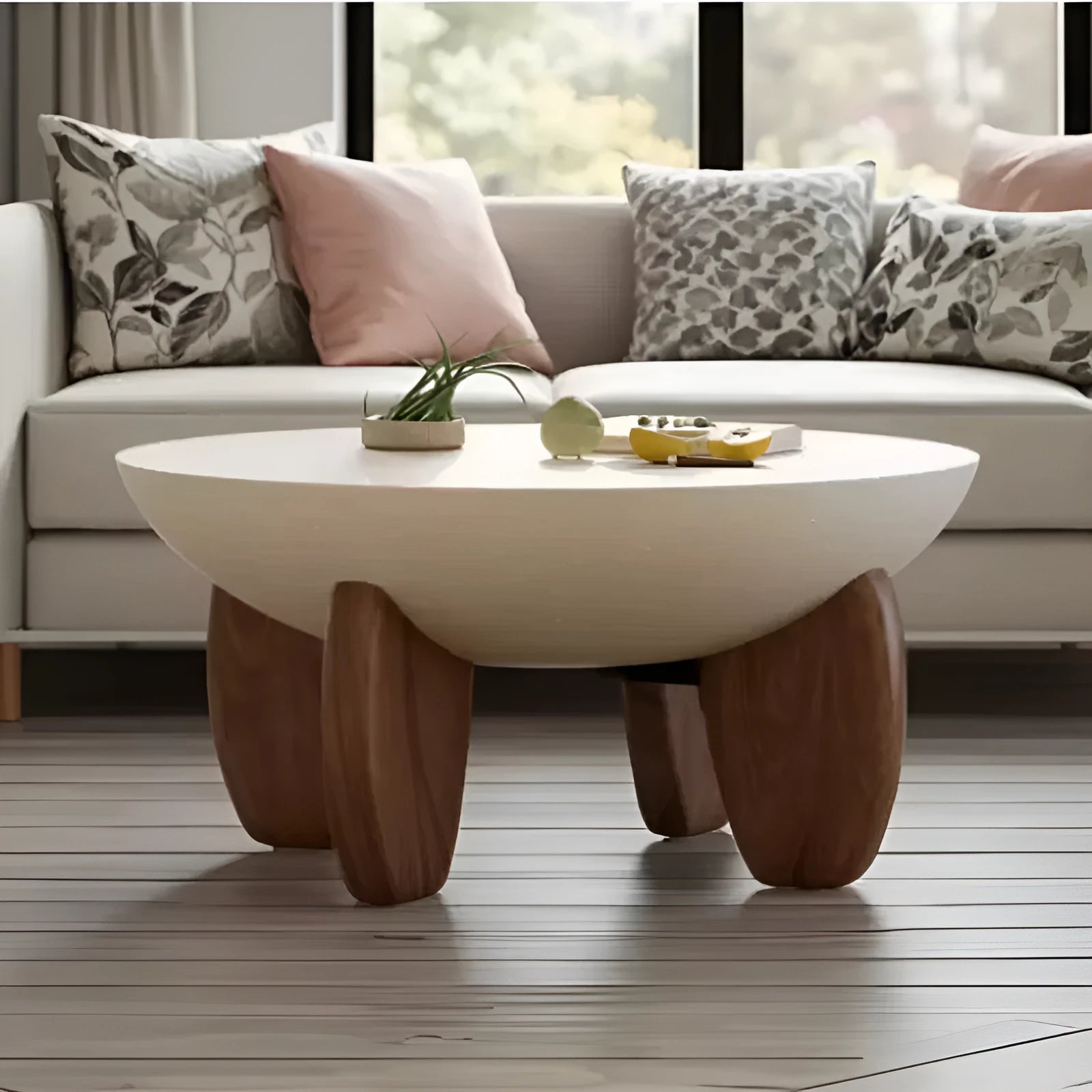 White solid wood coffee table with adjustable height and storage drawers