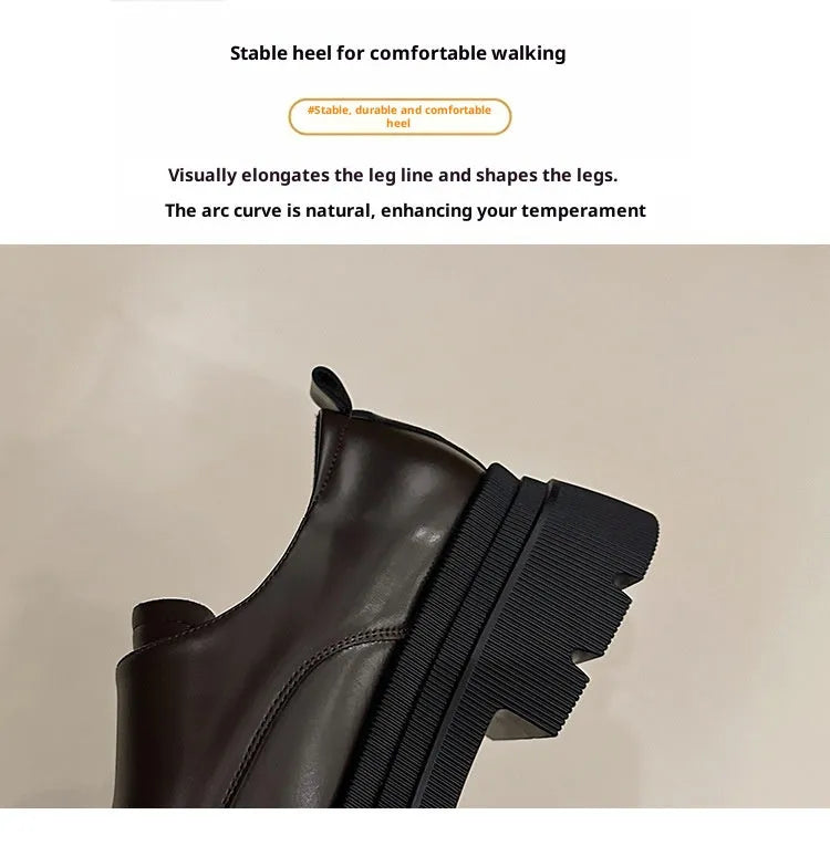 Women's black chunky heel shoes with 6-8cm square heel, microfiber upper, cross strap, round toe, low top
