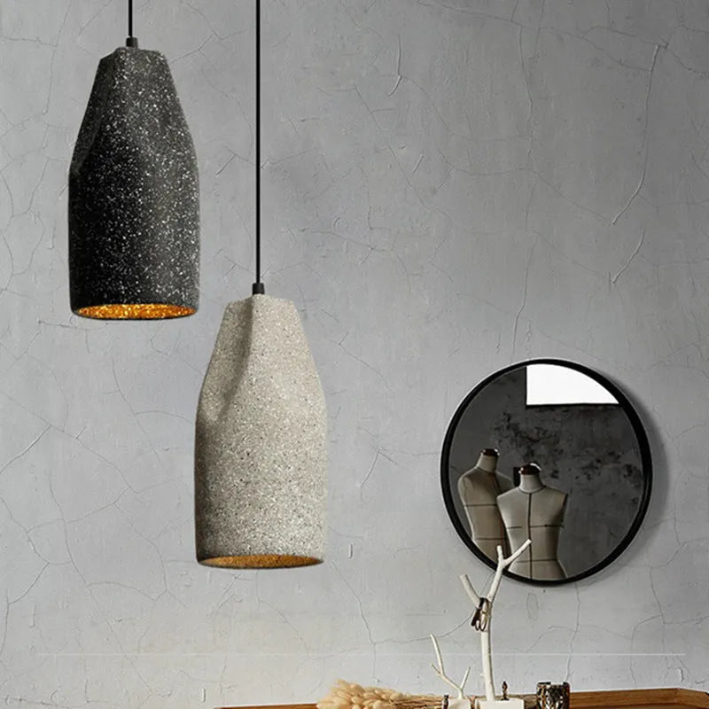 Nostalgic industrial style cement pendant light in sand black finish with Nordic design, ceiling mounted