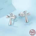 S925 sterling silver cross stud earrings for women, European and American style, colour SCE1967, one pair