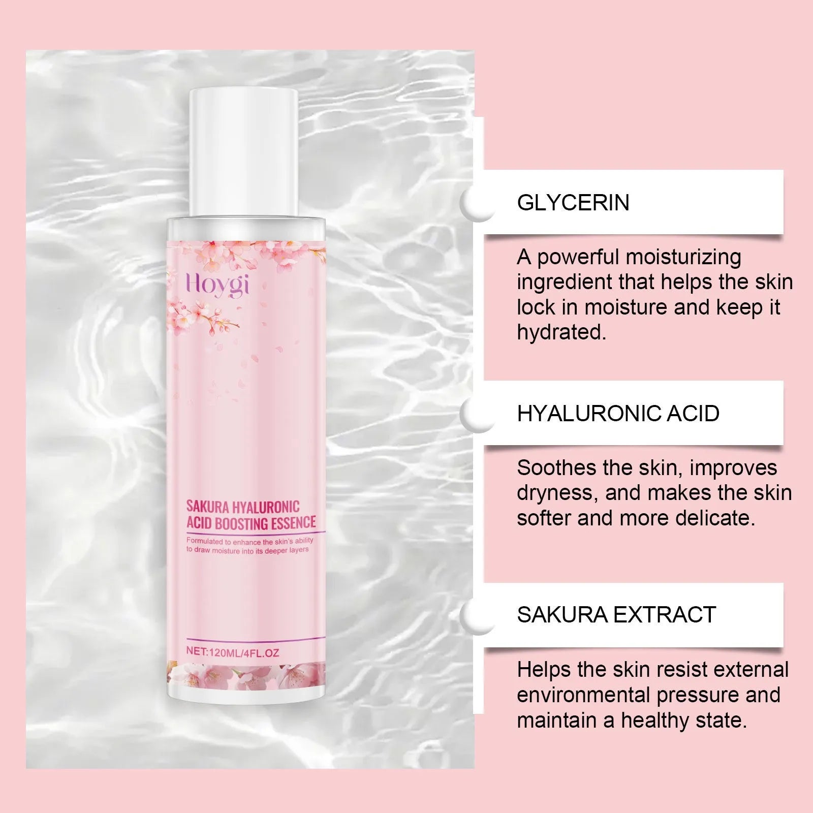 120ml bottle of Hyaluronic Acid and Cherry Blossom Extract Skin Moisturising Lotion