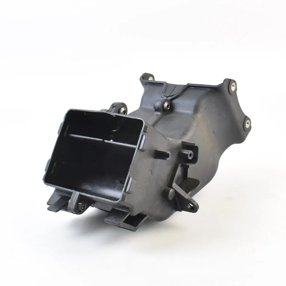 Black polymer ventilation pipe for Yamaha motorcycle engine air intake, 280mm long.