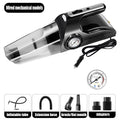 Cordless rechargeable wet dry vacuum cleaner with attachments on a hard floor
