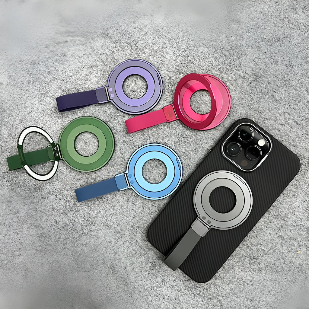 Portable magnetic wrist strap round silicone bracket phone holder in multiple colours for hands-free use