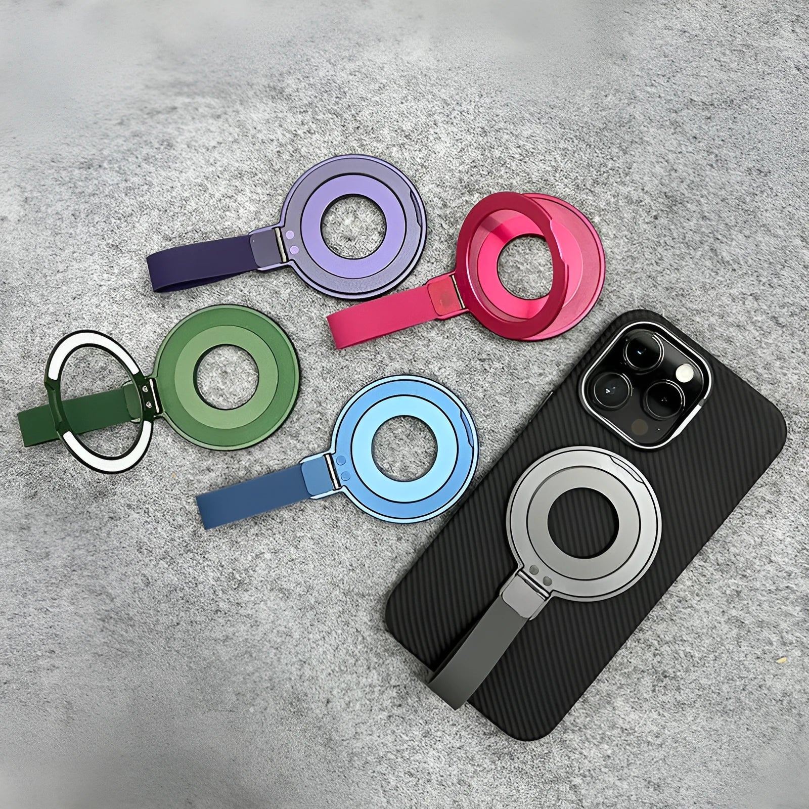 Portable magnetic wrist strap round silicone bracket phone holder in multiple colours for hands-free use