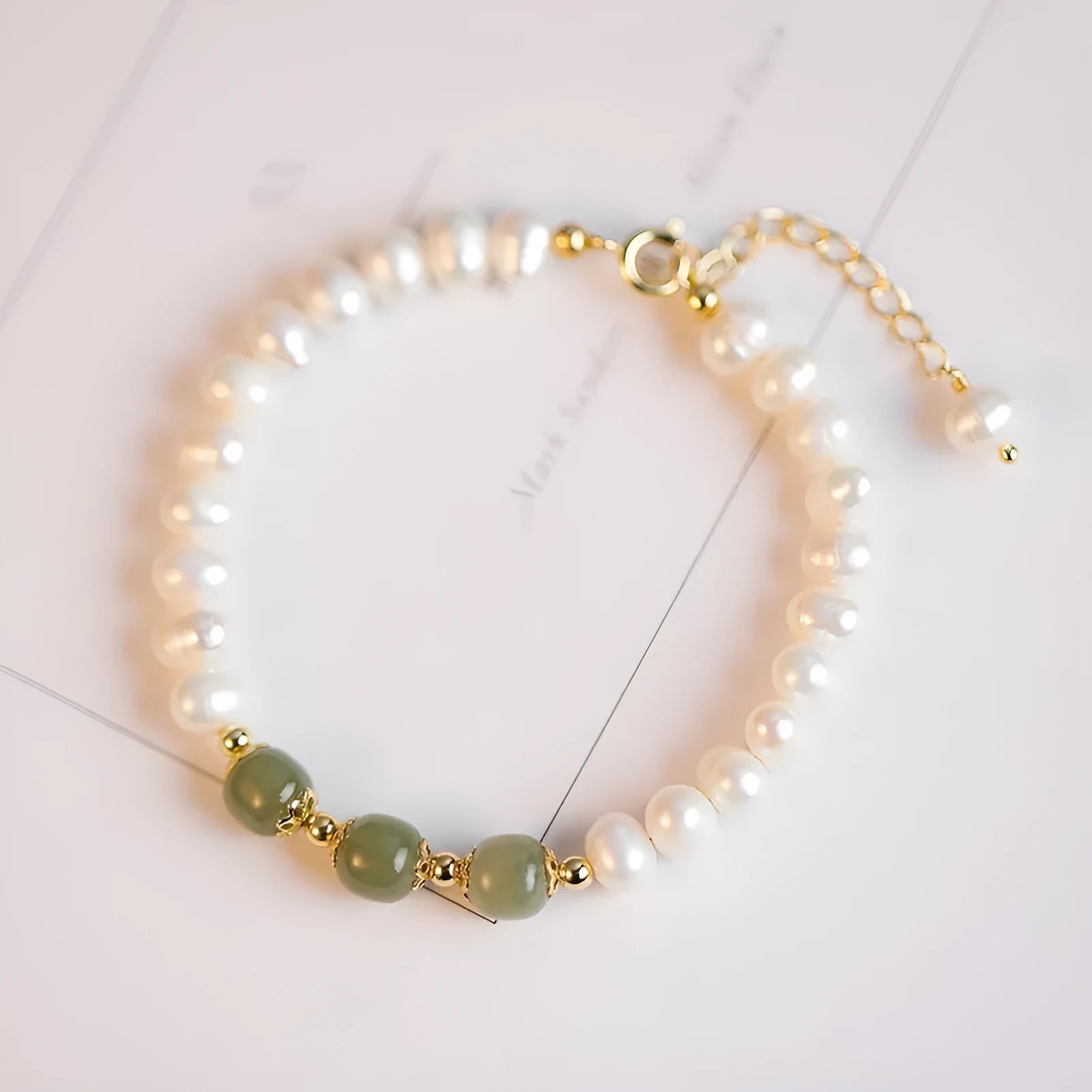 Freshwater pearl bracelet with diamond shaped beads in Korean style, electroplated finish