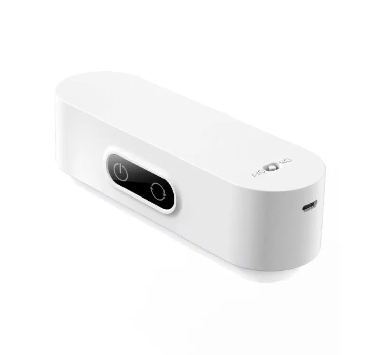 White magnetic USB rechargeable LED night light with touch buttons for dimming and colour temperature adjustment