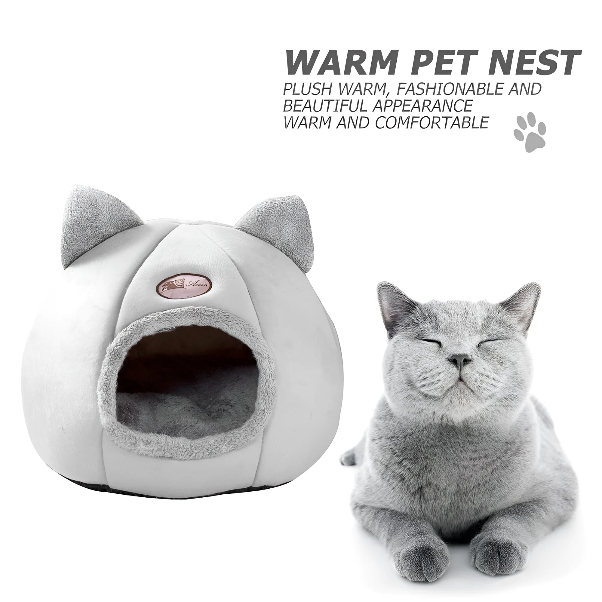 Large enclosed cat winter nest with fleece interior and sofa bed design