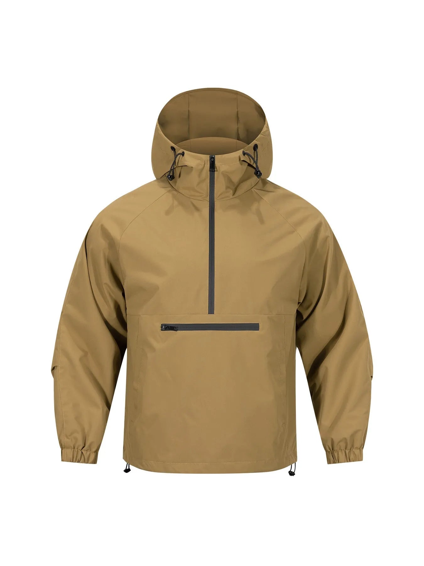 Men's loose grey hooded sweater jacket with half-zip front in rabbit fur corduroy fabric