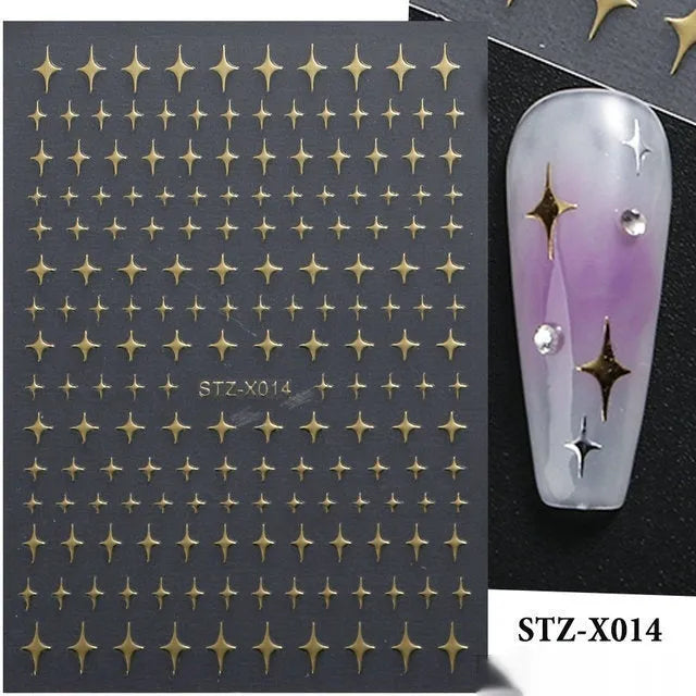Black and silver striped cartoon pattern nail stickers with plastic application tool