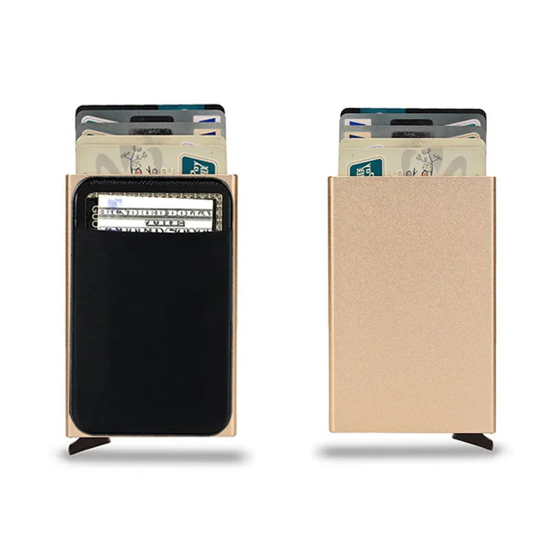 Aluminium alloy metal credit card holder with frosted finish, shown in silver colour.