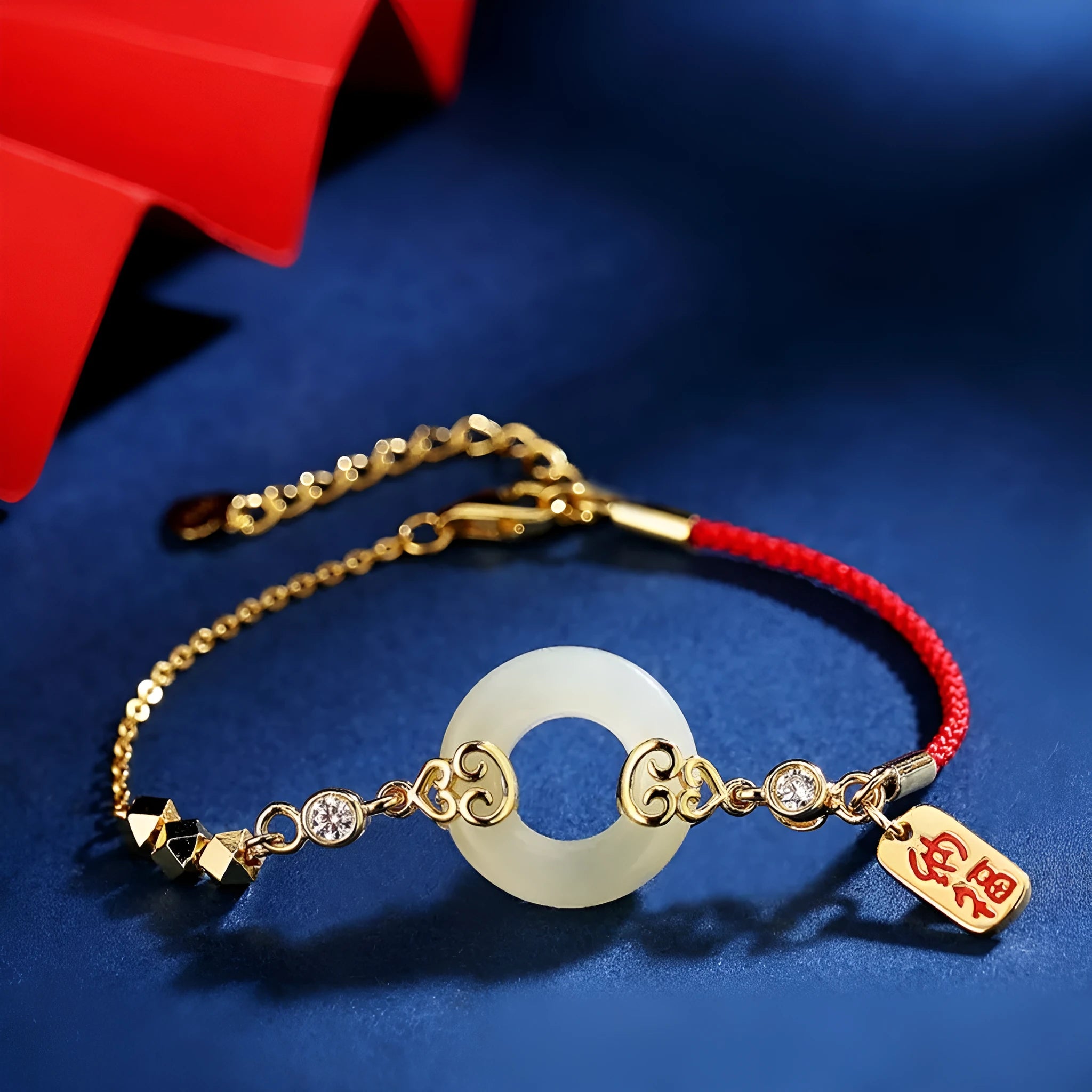 Hetian jade gourd bracelet, necklace, and earrings set in sterling silver with Fu Lu symbols.