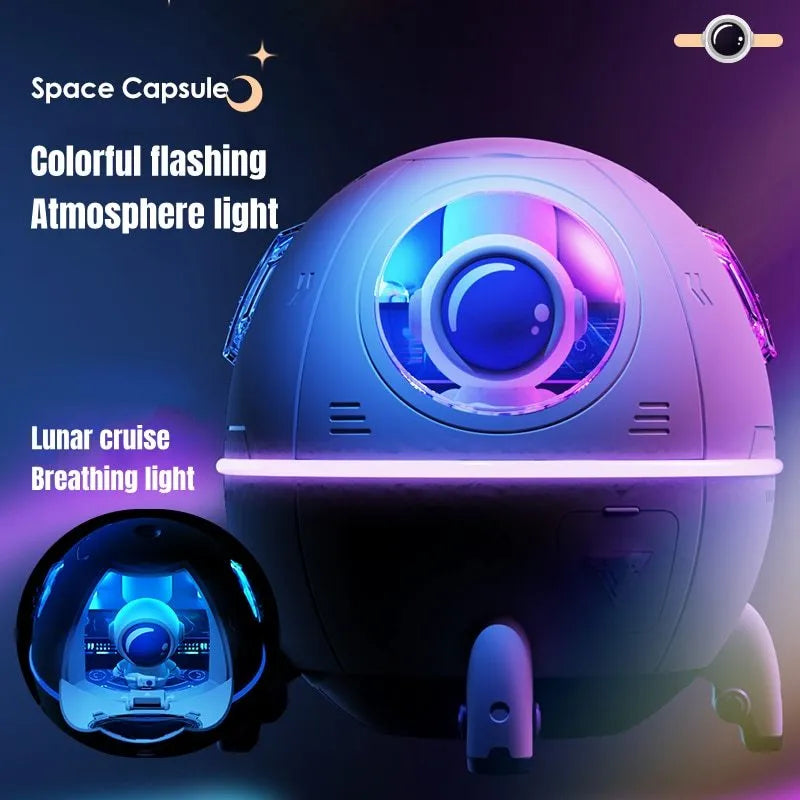 Astronaut-themed USB desktop humidifier with colourful LED light and 220ml water tank