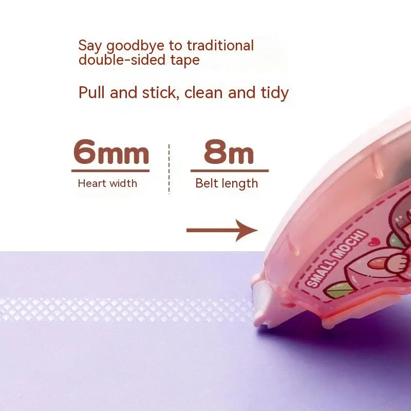 Hand dotting glue dispenser in fruit juice colours like peach and blueberry for traceless adhesive application.