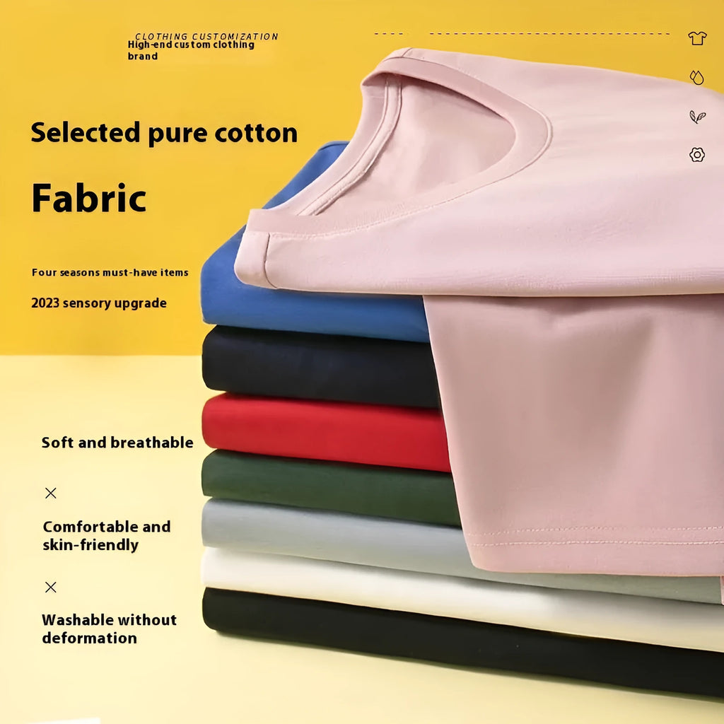Cotton slim fit T-shirt with round neck and short sleeves in black or white