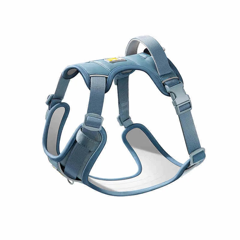 Adjustable dog chest harness with hand-holding rope in avocado green colour on medium-sized dog