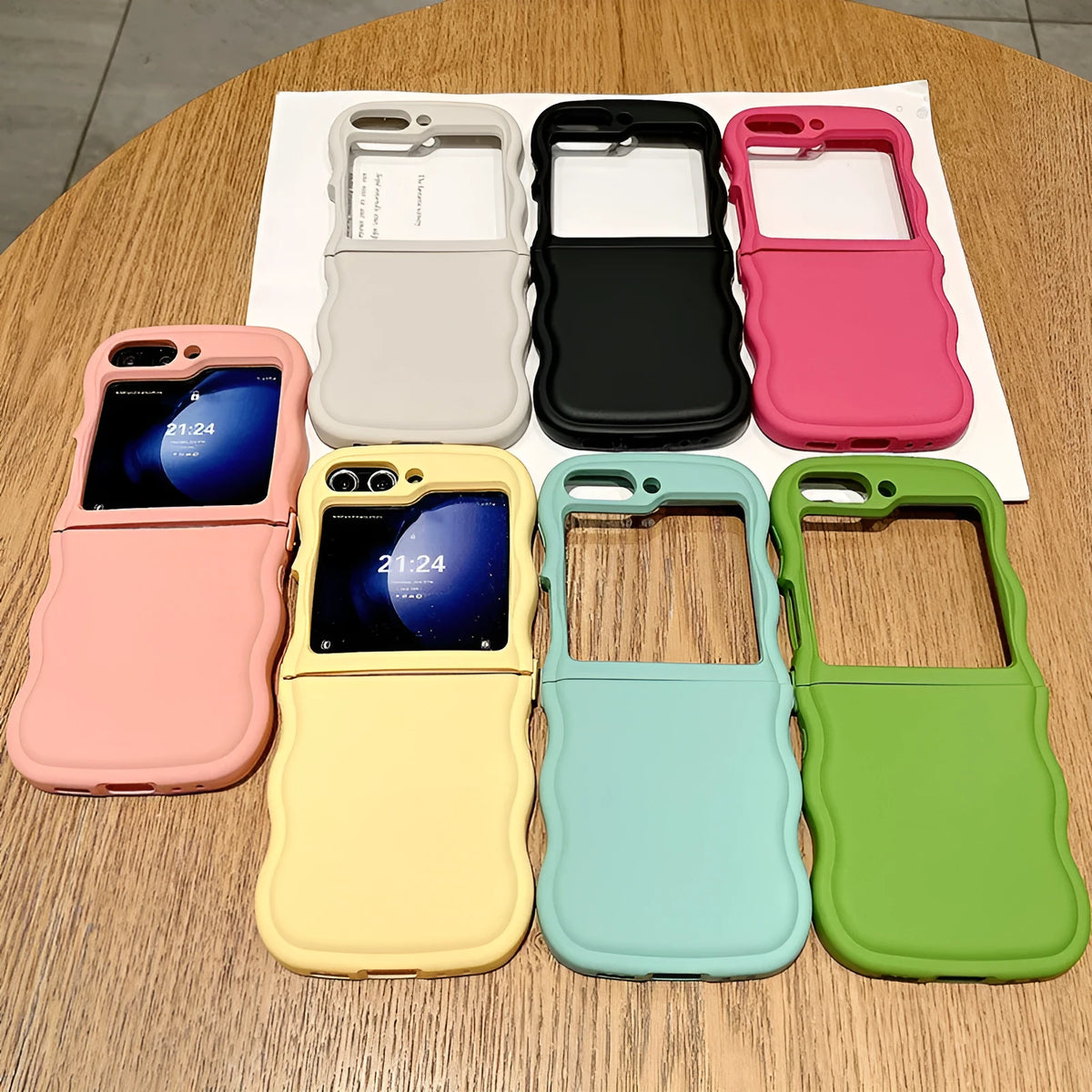 Frosted PC phone case for Samsung Z Flip 5 in transparent liquid injection colour with anti-fall protection